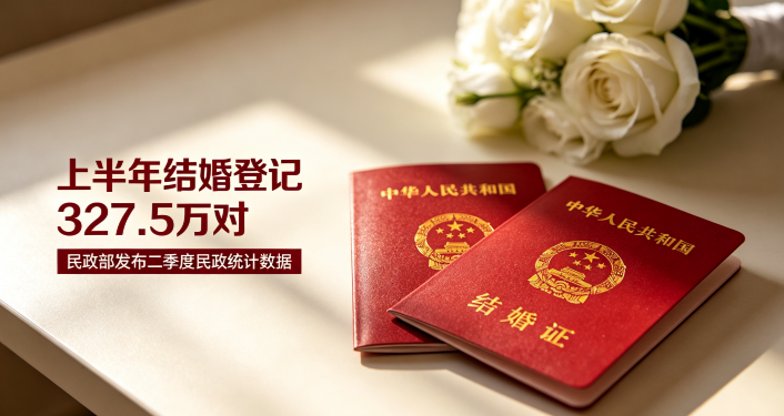 民政部发布2026年二季度民政数据 上半年全国结婚登记327.5万对